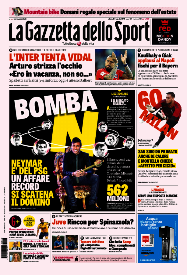 Gazzetta Dello Sport 3 Agosto 2017