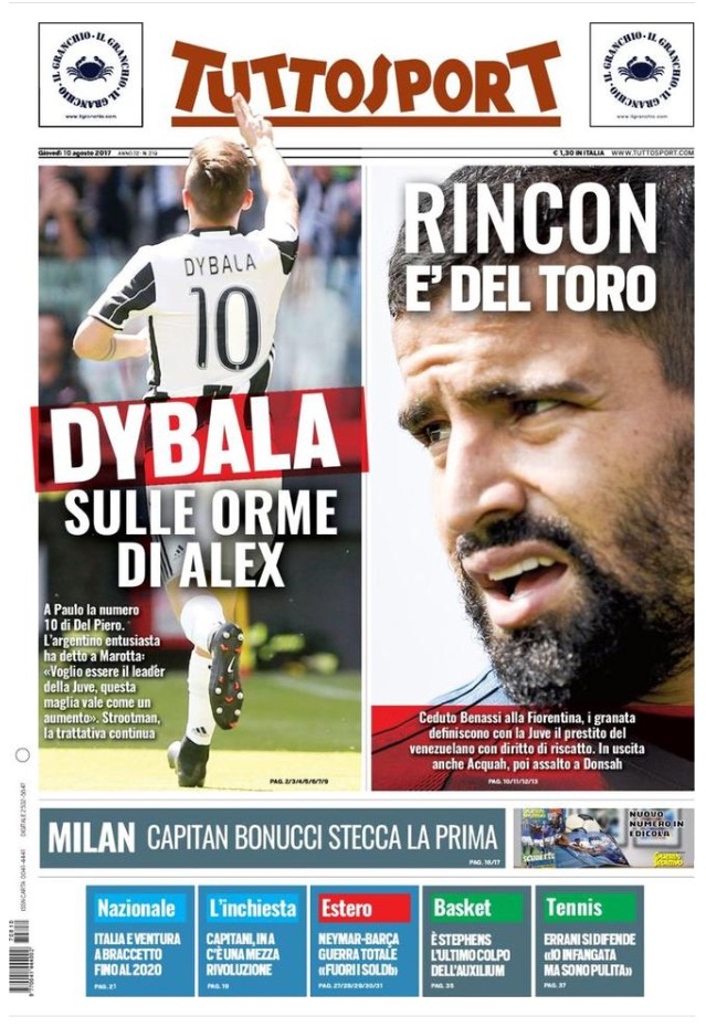 TuttoSport 10 Agosto 2017