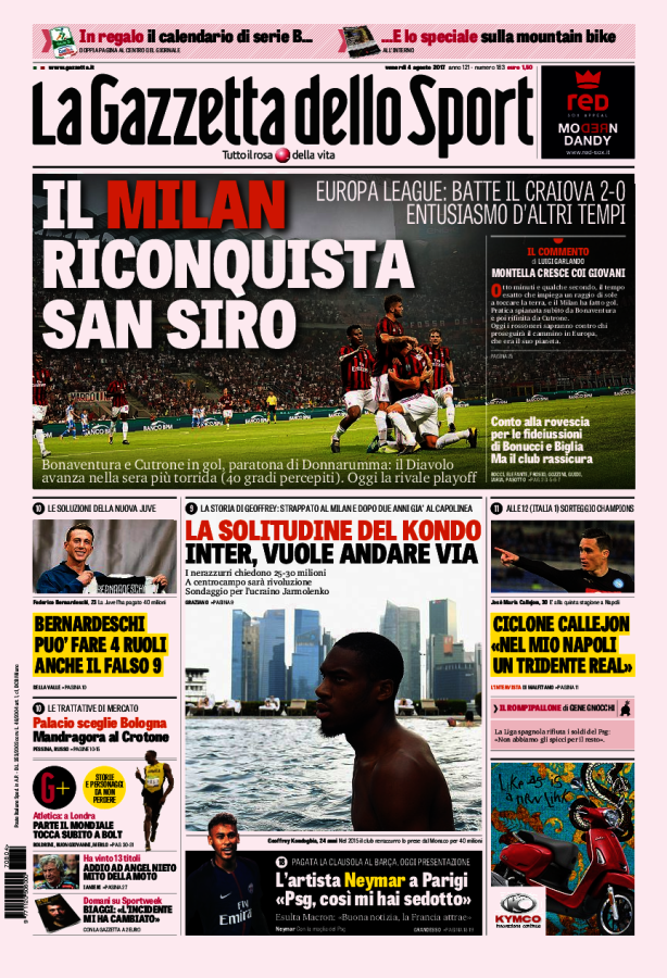 La Gazzetta Dello Sport 4 Agosto 2017