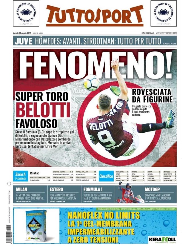 TuttoSport 28 Agosto 2017