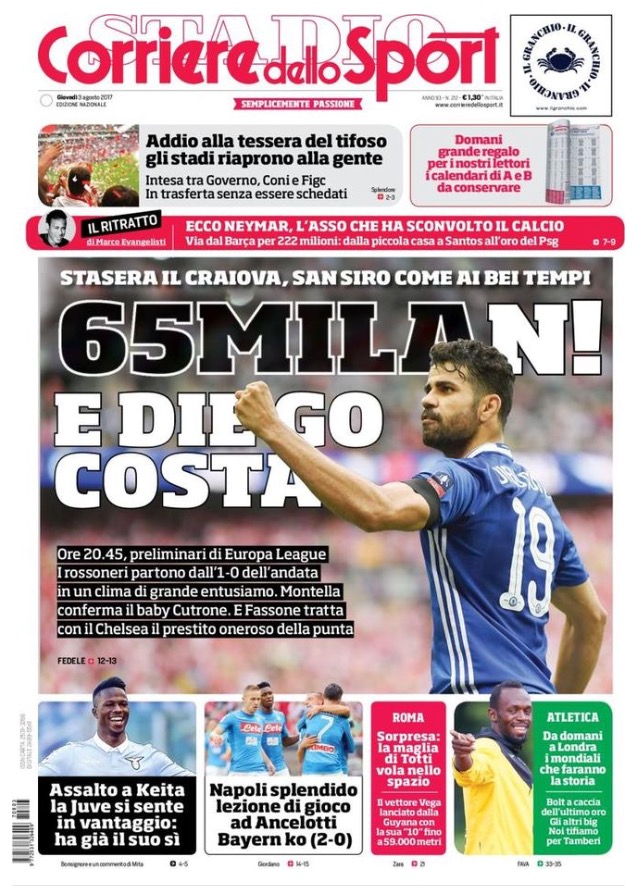 Corriere Dello Sport 3 Agosto 2017