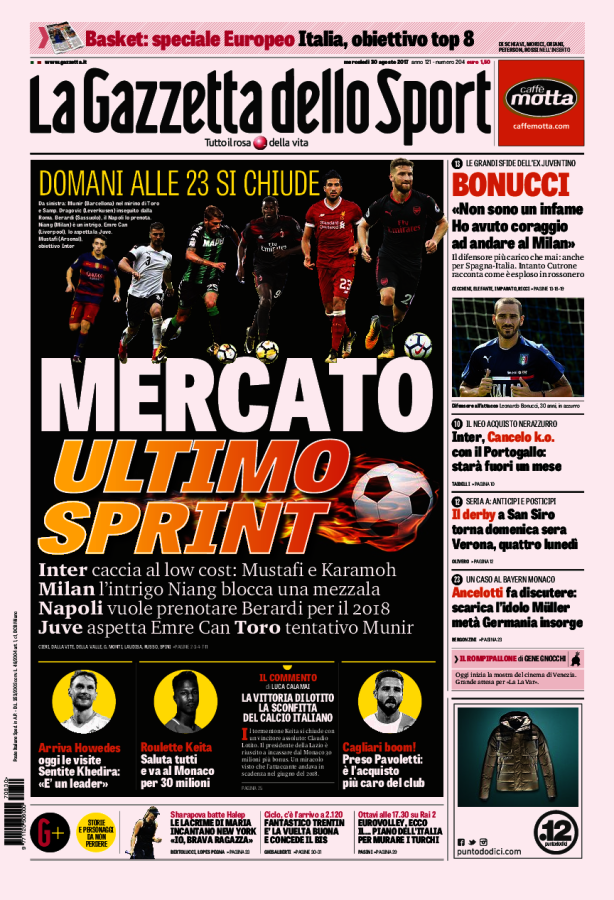 La Gazzetta Dello Sport 30 Agosto 2017