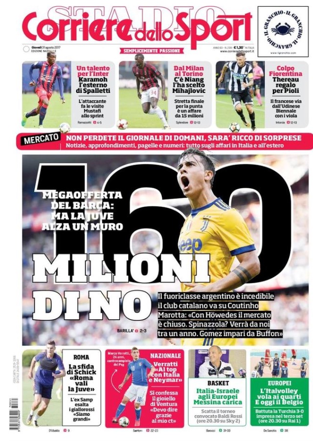 Corriere Dello Sport 31 Agosto 2017