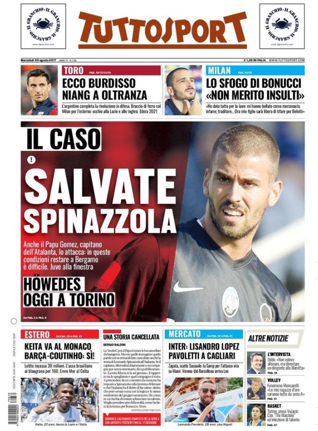 TuttoSport 30 Agosto 2017