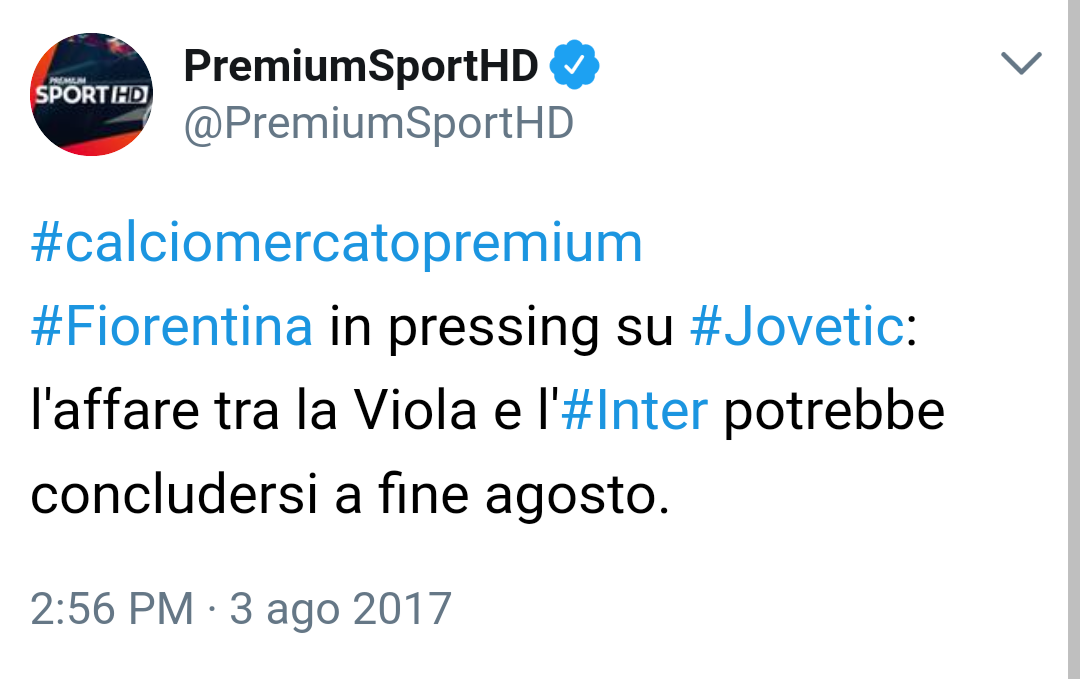 Il tweet di Sport Mediaset
