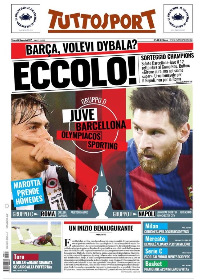TuttoSport 25 Agosto 2017