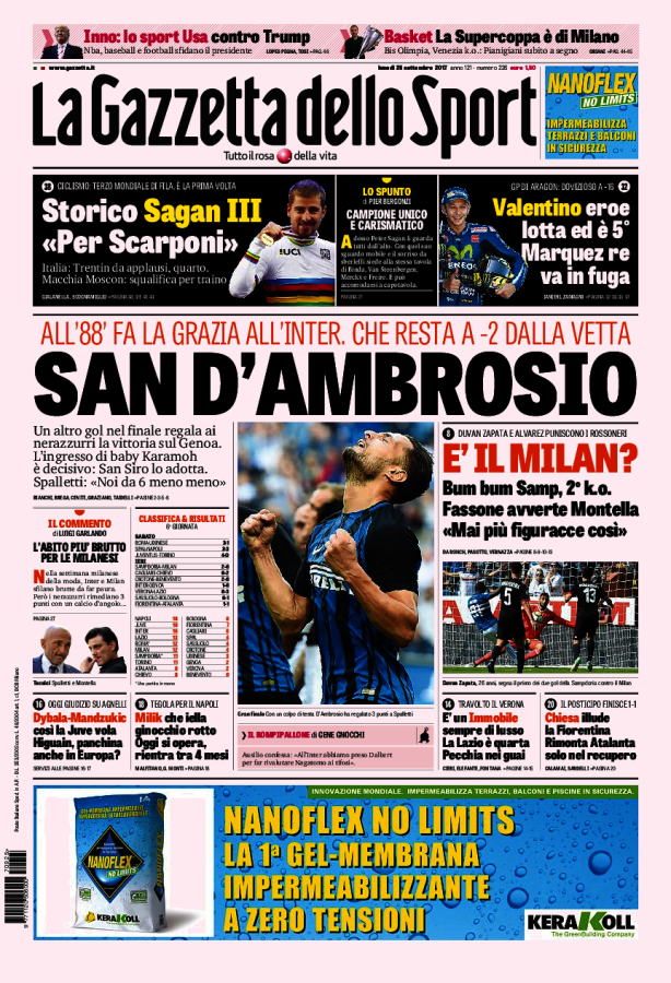La Gazzetta Dello Sport 25 Settembre 2017
