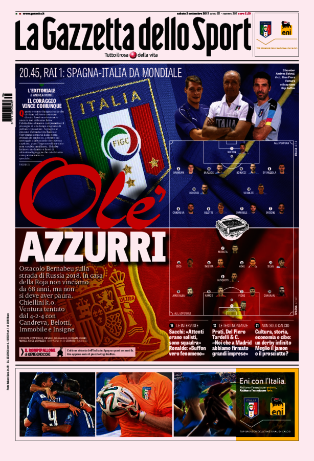 La Gazzetta Dello Sport 2 Settembre 2017