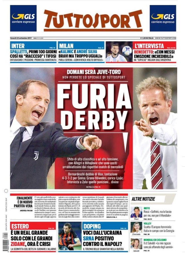 TuttoSport 22 Settembre 2017