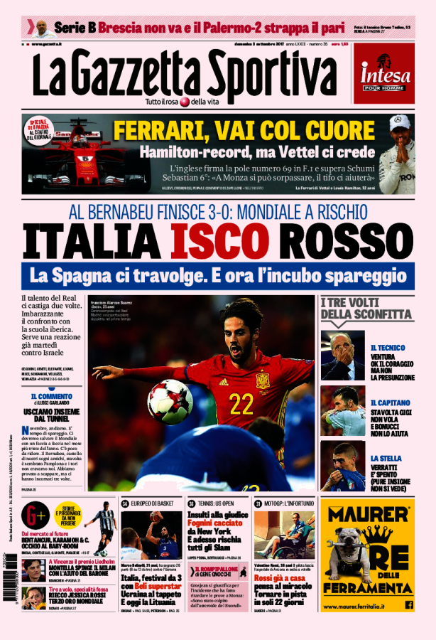 La Gazzetta Dello Sport 3 Settembre 2017