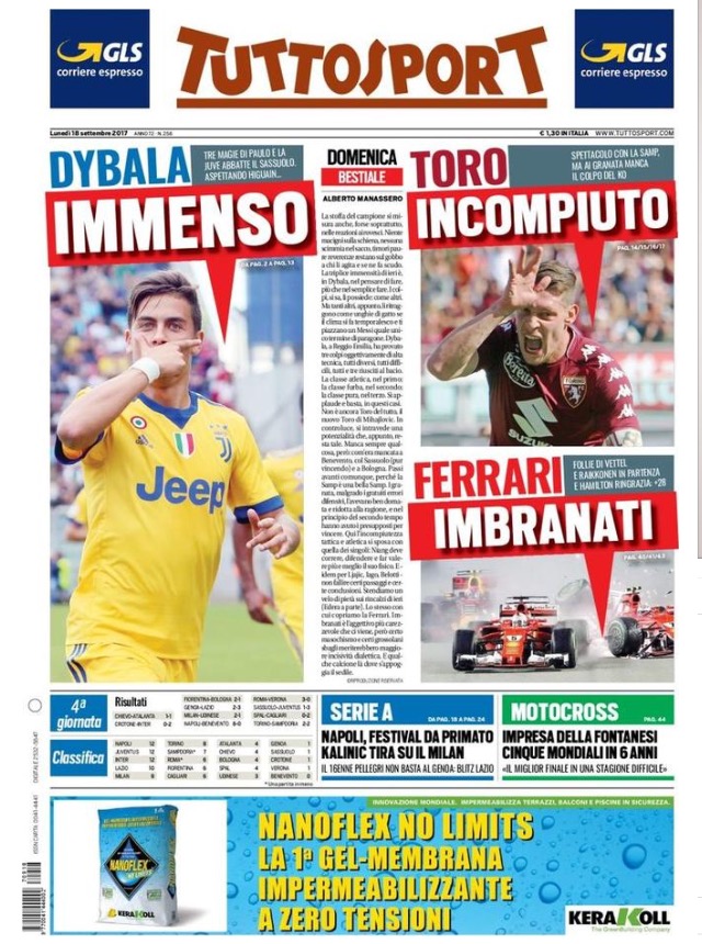 TuttoSport 18 Settembre 2017