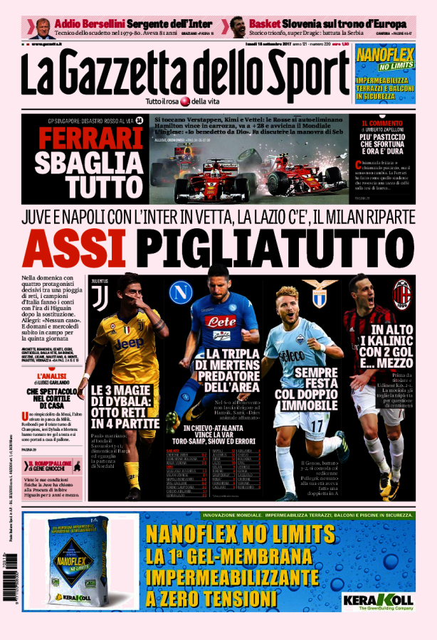 La Gazzetta Dello Sport 18 Settembre 2017