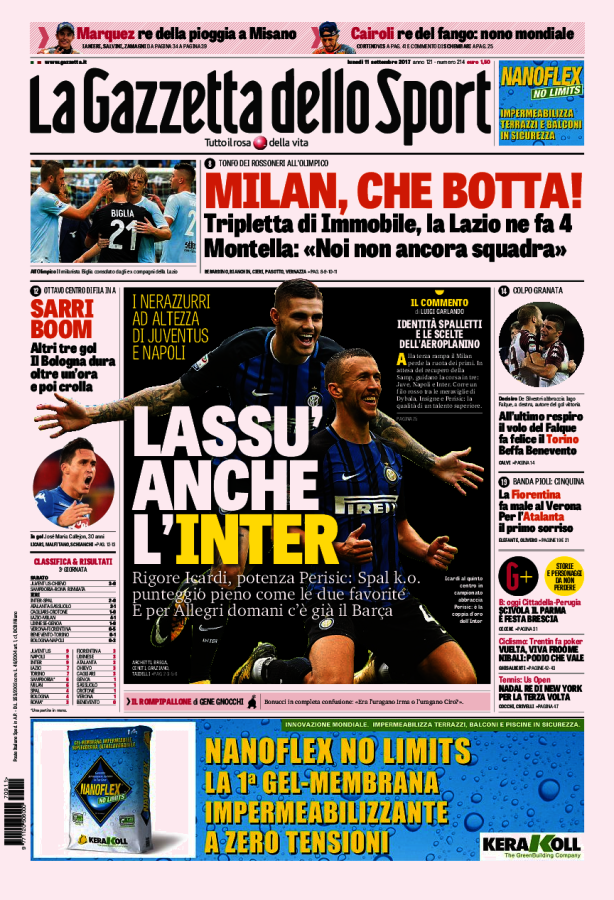 La Gazzetta Dello Sport 11 Settembre 2017
