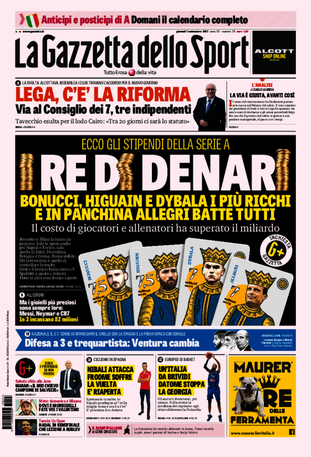 La Gazzetta Dello Sport 7 Settembre 2017