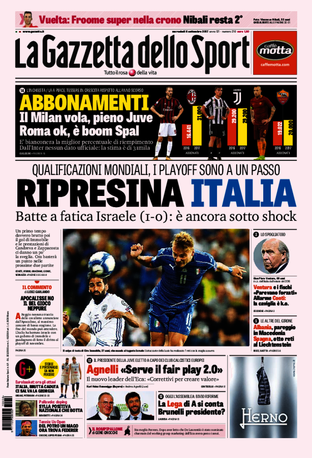 La Gazzetta Dello Sport 6 Settembre 2017