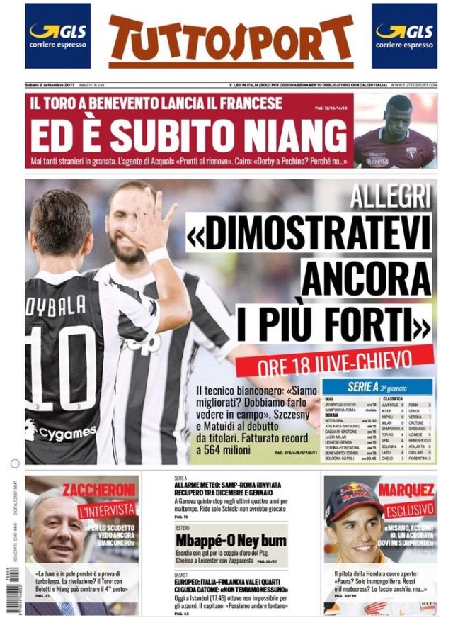 TuttoSport 9 Settembre 2017