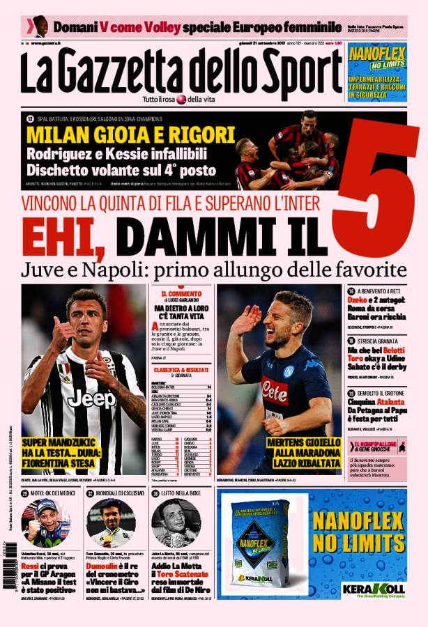 La Gazzetta Dello Sport 21 Settembre 2017