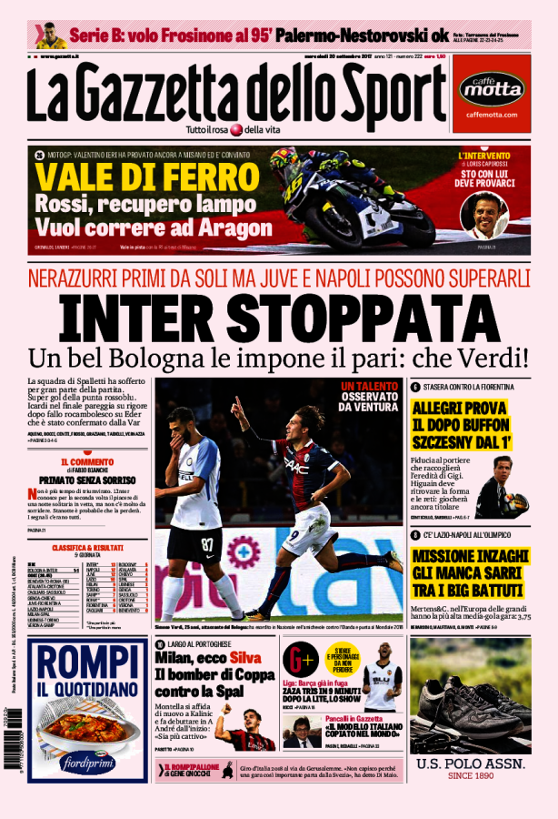 La Gazzetta Dello Sport 20 Settembre 2017