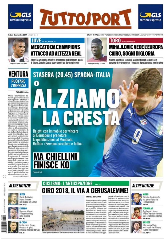 TuttoSport 2 Settembre 2017