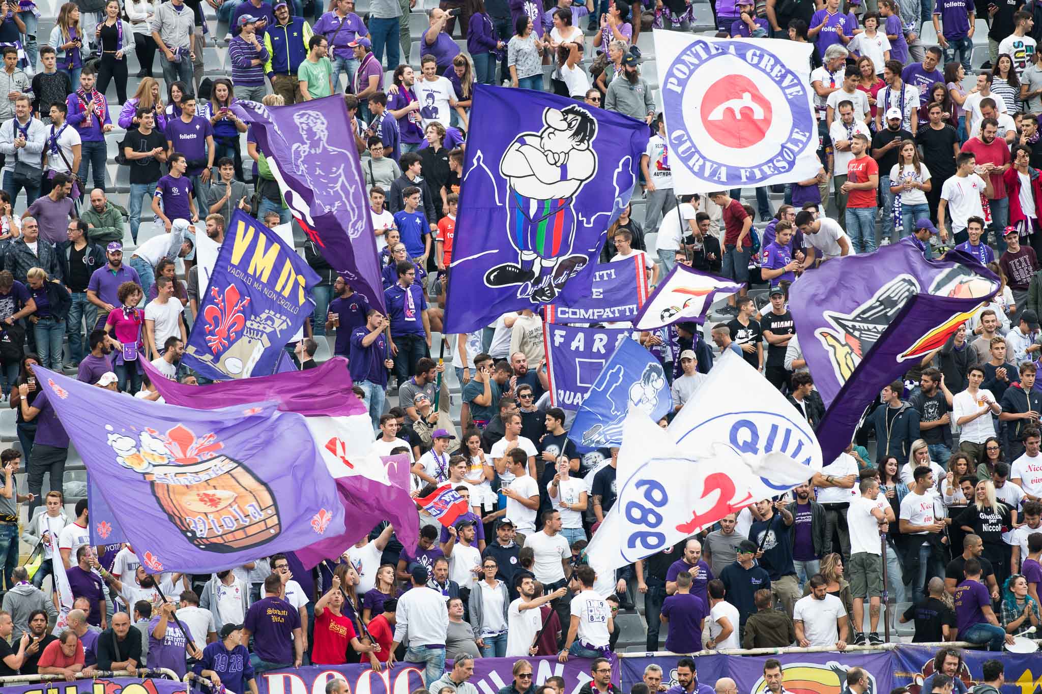 Firenze, stadio Artemio Franchi, 16.09.2017, Fiorentina-Bologna, Foto Fiorenzo Sernacchioli. Copyright Labaroviola.com Tifosi viola Curva Fiesole