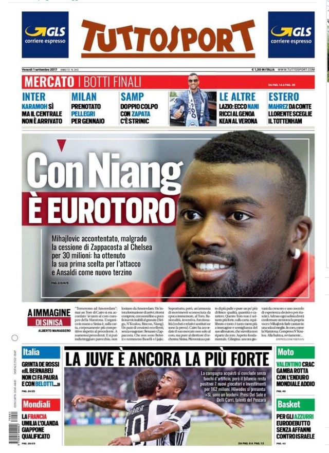 TuttoSport 1 Settembre 2017
