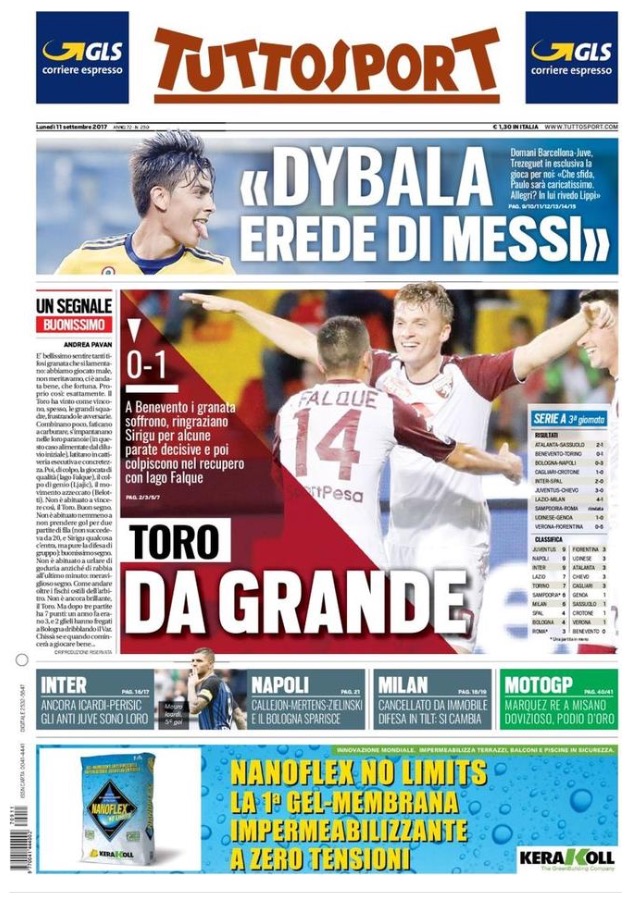 TuttoSport 11 Settembre 2017