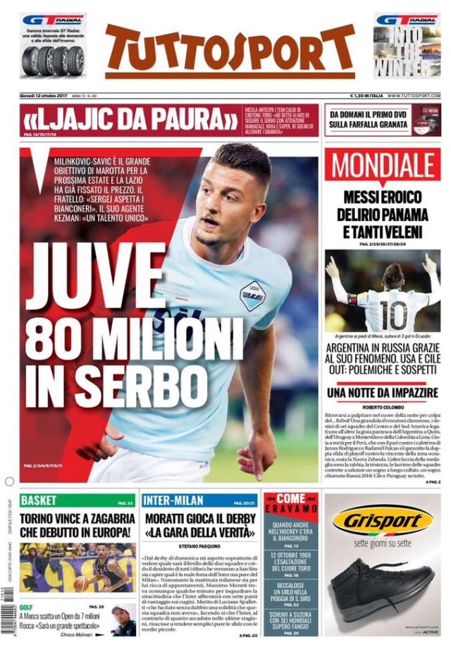 TuttoSport 12 Ottobre 2017
