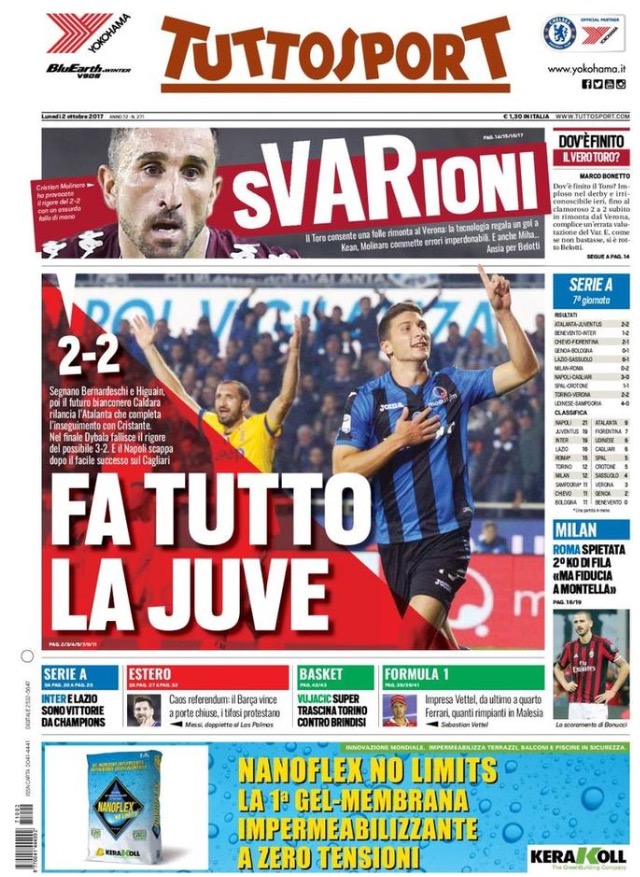 TuttoSport 2 Ottobre 2017