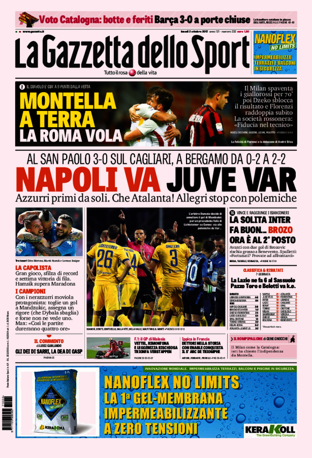 La Gazzetta Dello Sport 2 Ottobre 2017