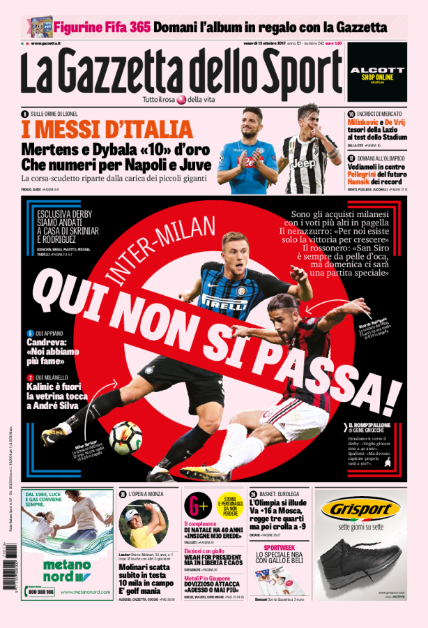 La Gazzetta Dello Sport 13 Ottobre 2017