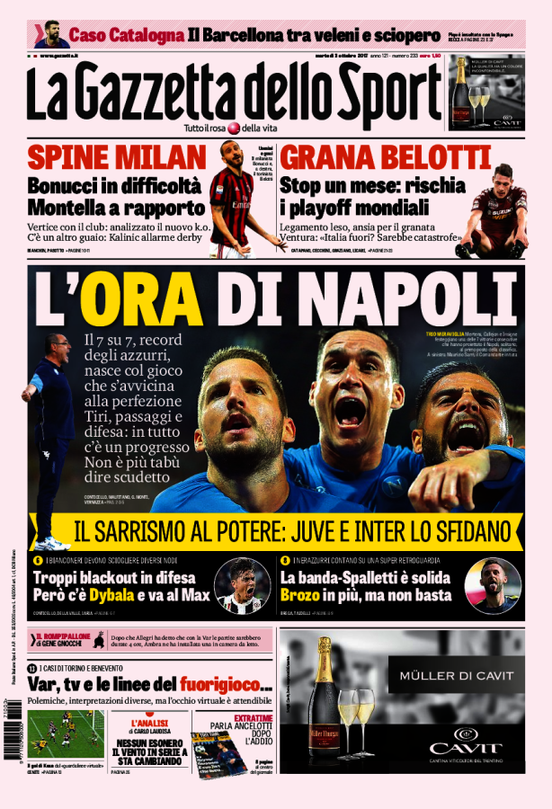 La Gazzetta Dello Sport 3 Ottobre 2017