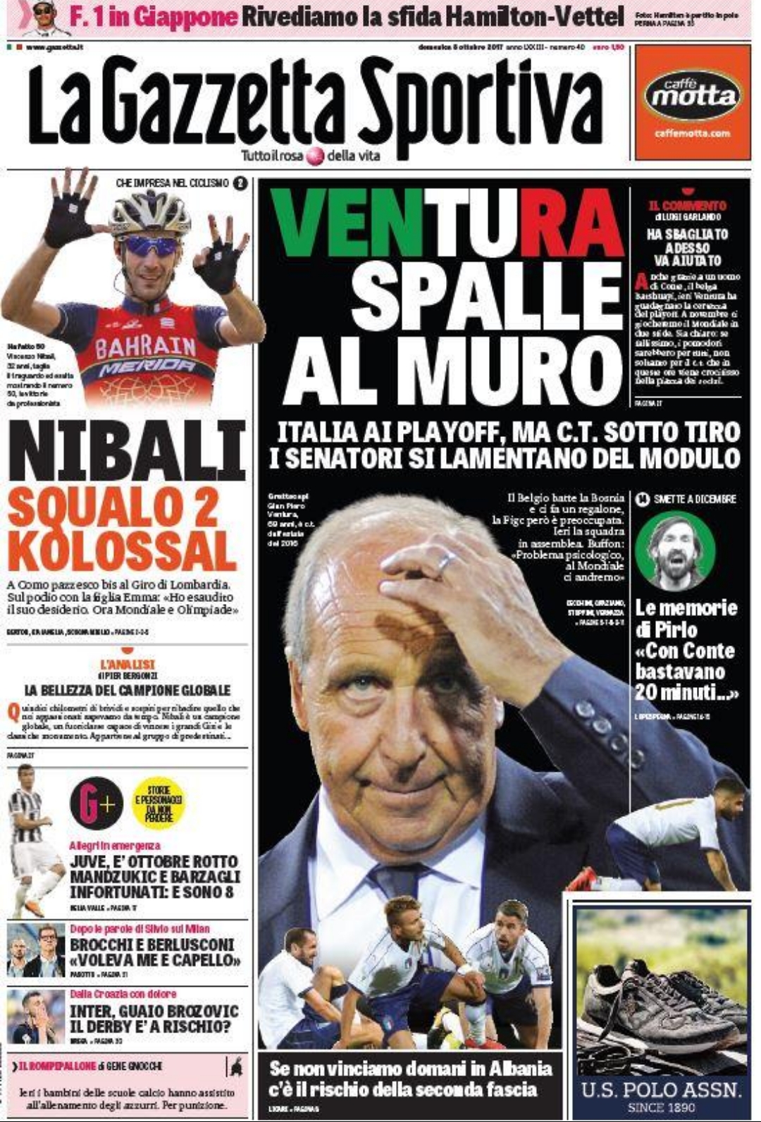 La prima pagina della Gazzetta dello Sport