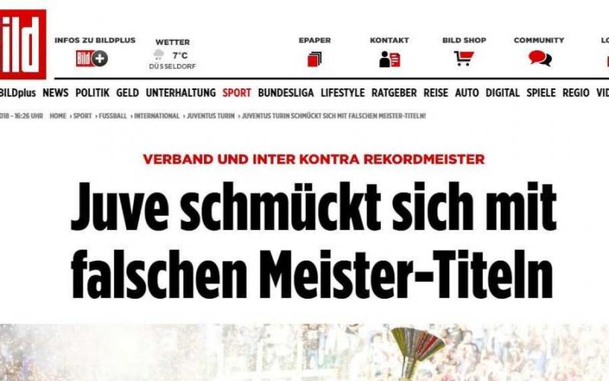 Bild: "La Juventus si vanta di vittorie in un sistema corrotto. Festeggia scudetti revocati" - 