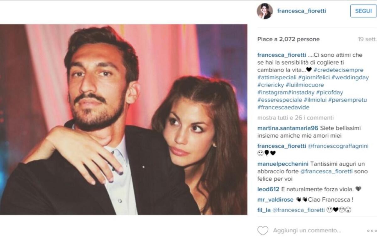 La Fiorentina aiuterà la compagna e la figlia di Astori. I soldi dello stipendio per la famiglia? - 