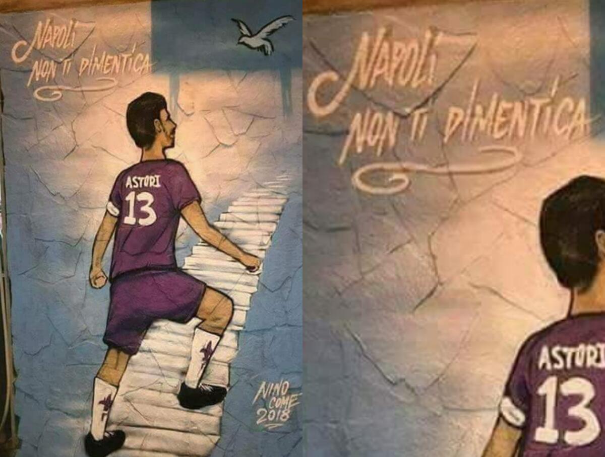 FOTO, L'omaggio di Napoli per Astori, murales tra le via della città - 