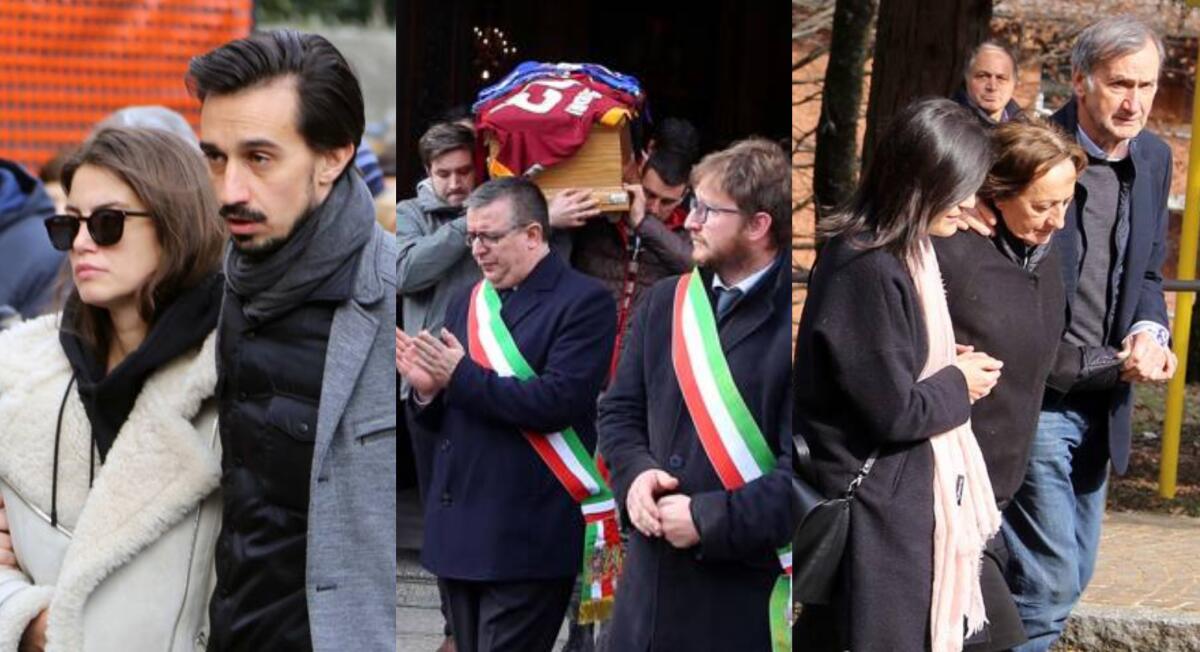 FOTO, l'ultimo saluto per Astori a San Pellegrino. Francesca sostenuta dal fratello - 