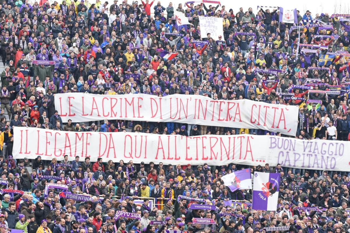 "Le lacrime di un'intera città, il legame da qui all'eternita" lo striscione della Fiesole per Astori - Firenze, stadio Artemio Franchi, 11.03.2018 Fiorentina-Benevento, Foto Fiorenzo Sernacchioli. Copyright Labaroviola.com