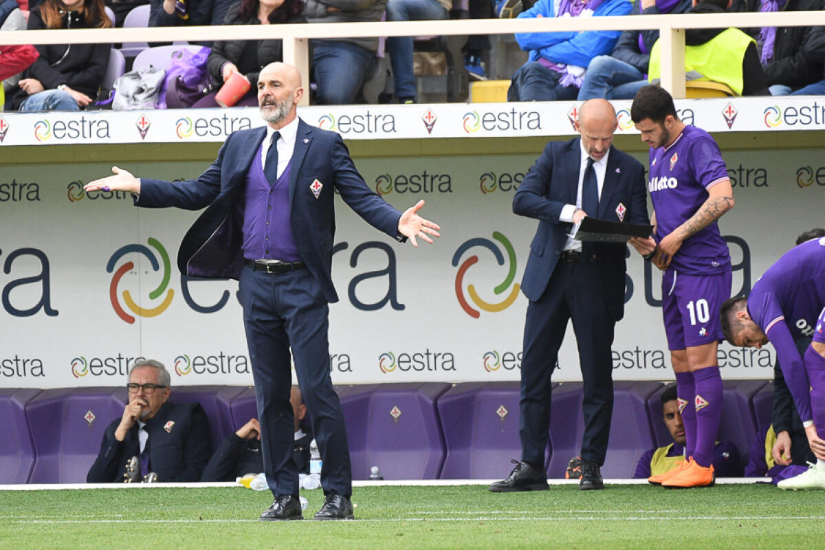 L'idea coraggiosa di Pioli: 4-2-3-1 offensivo, con Gil Dias-Chiesa-Saponara dietro Simeone - Firenze, stadio Artemio Franchi, 15.04.2018, Fiorentina-Spal, Foto Fiorenzo Sernacchioli. Copyright Labaroviola.com, Pioli