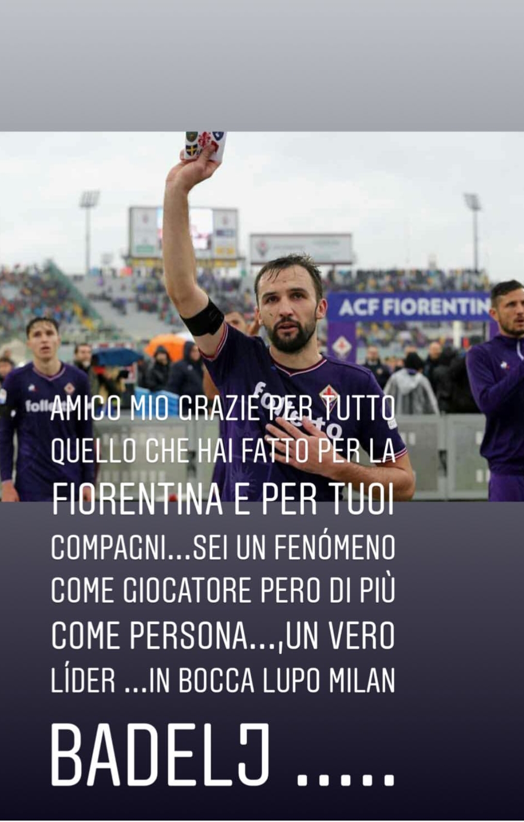 Gonzalo a Badelj: "Fenomeno in campo e fuori. Grazie per quello che hai fatto per la Fiorentina"