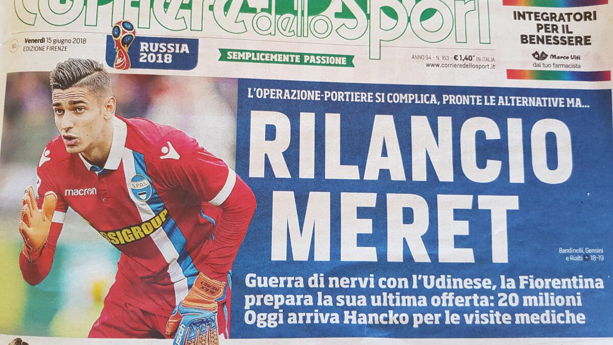 Stadio, l'Udinese non vuole fare sconti per Meret, la Fiorentina offre 20 milioni - 
