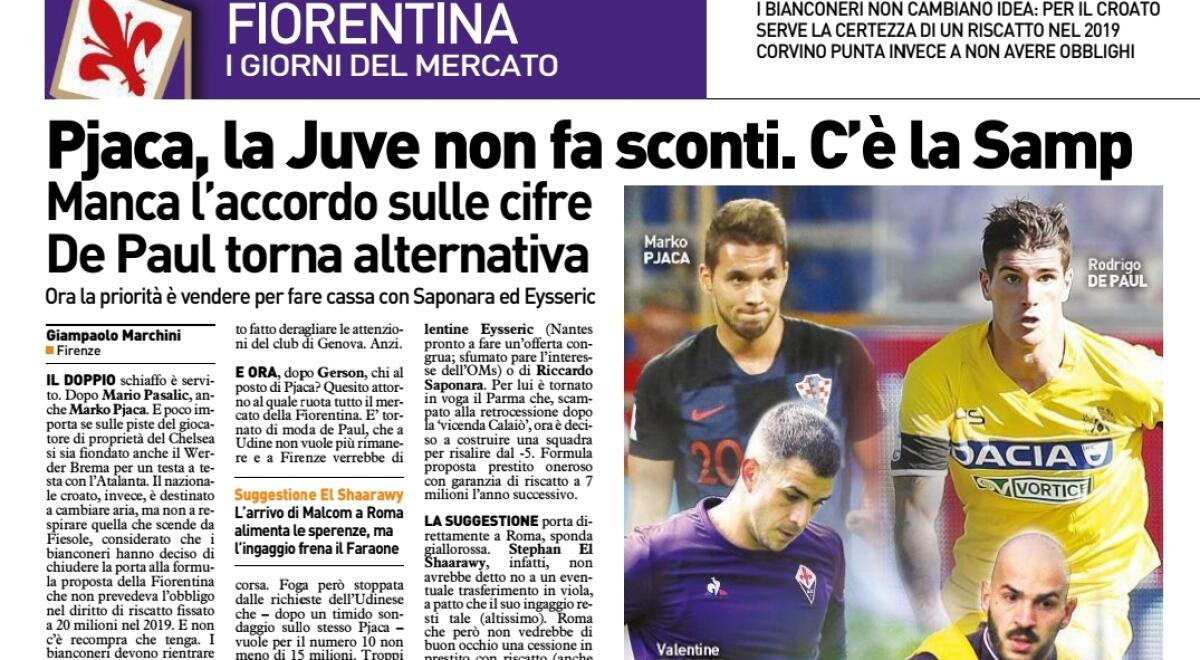 Nazione, solo la cessione di Rebic può portare Pjaca a Firenze. La Samp offre soldi, la Fiorentina no - 