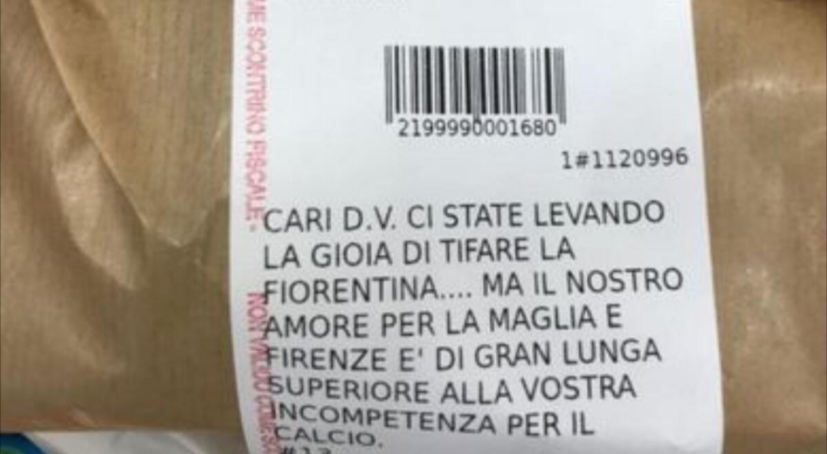 A Firenze il malcontento contro i Della Valle arriva al supermarket sullo scontrino: "Ci state togliendo la gioia di tifare..." - 