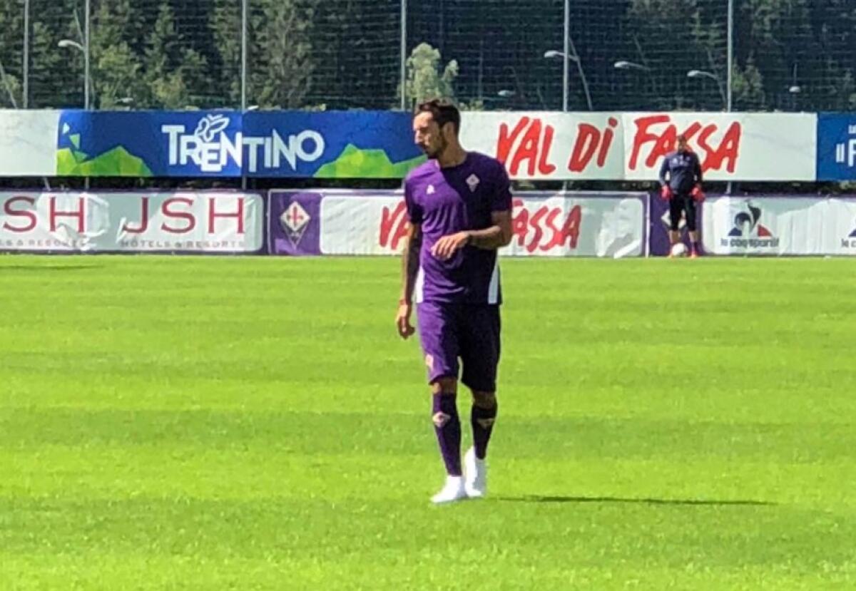 Federico Ceccherini subito in campo, il primo allenamento da calciatore viola - 