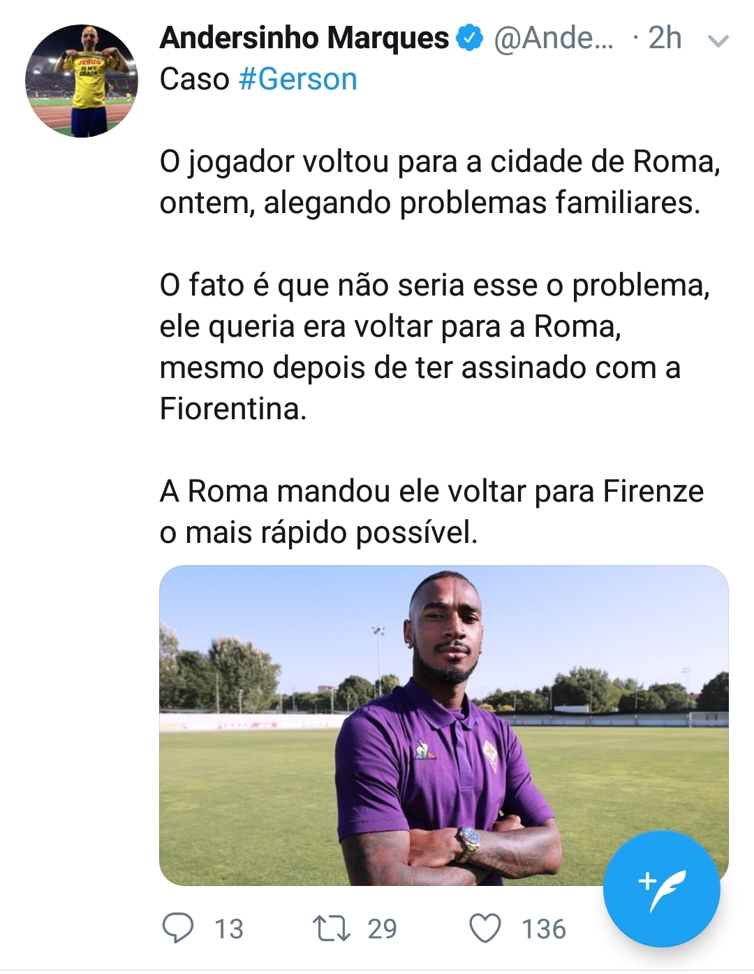 Da Roma e Mediaset confermano, Gerson voleva lasciare subito la Fiorentina, Monchi lo ha convinto