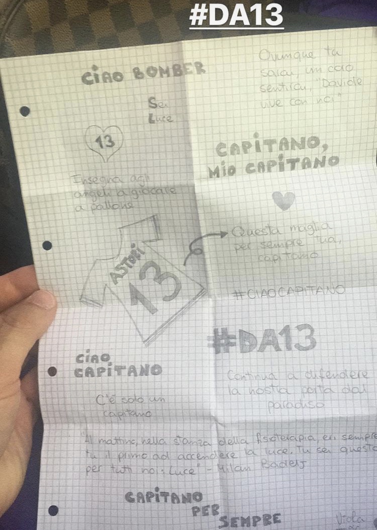 (FOTO): Saponara su Instagram pubblica il pensiero di una tifosa per Astori