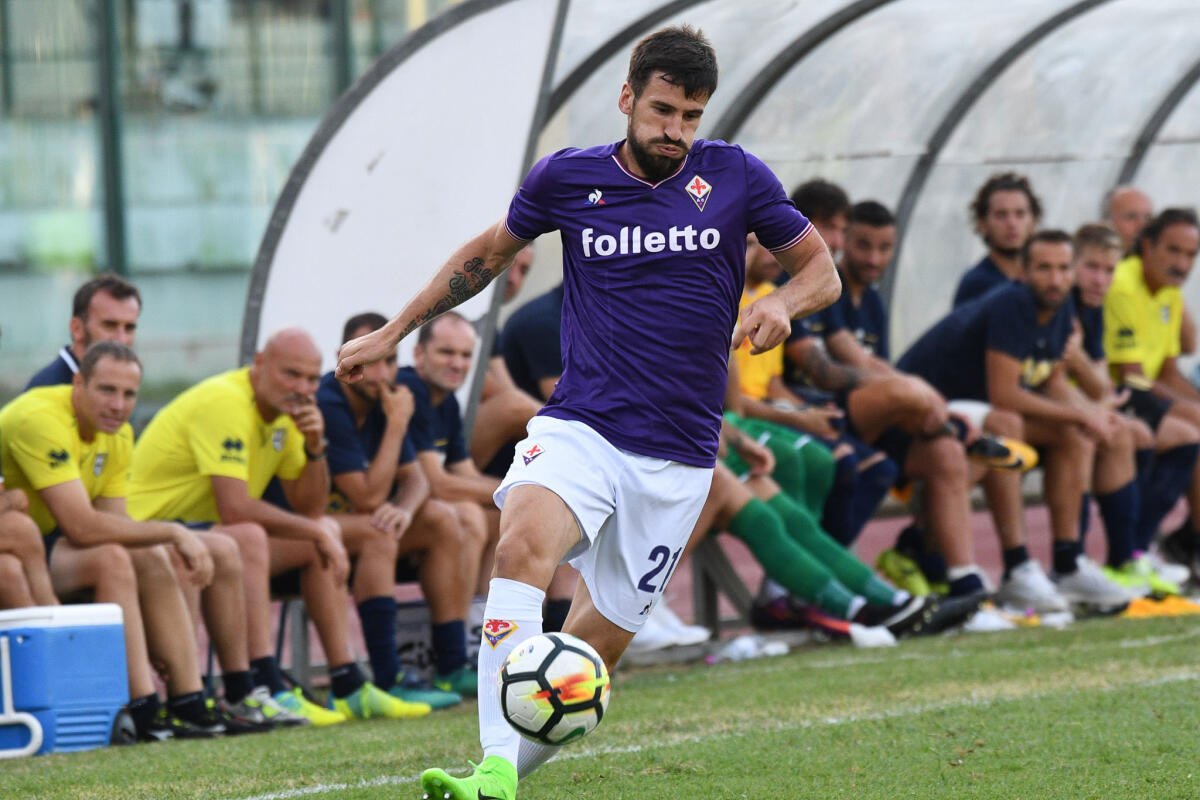 LIVE: Tomovic per il classico goal della bandiera. 4-1 al 30'. Giocatore applaudito dal Franchi - Viareggio, Stadio dei Pini, 13.08.2017, Fiorentina-Parma, Foto Fiorenzo Sernacchioli. Copyright Labaroviola.com Tomovic