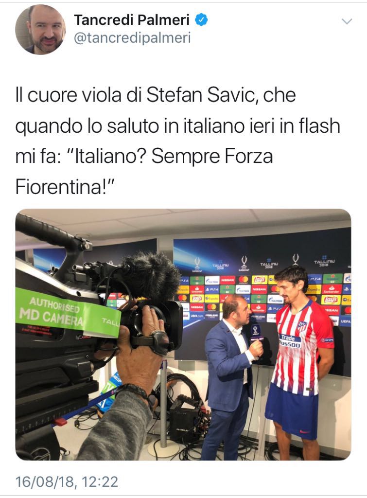 Dopo il trionfo, un giornalista saluta Savic e lui: "Italiano? Sempre forza Fiorentina"