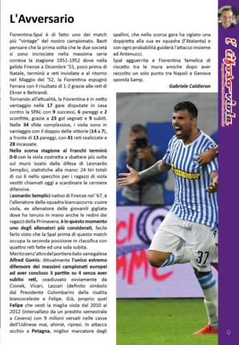 Prima di Fiorentina-Spal leggi gratuitamente "Il tifoso viola". Tanti i contenuti ed anche un po' di Labaroviola...