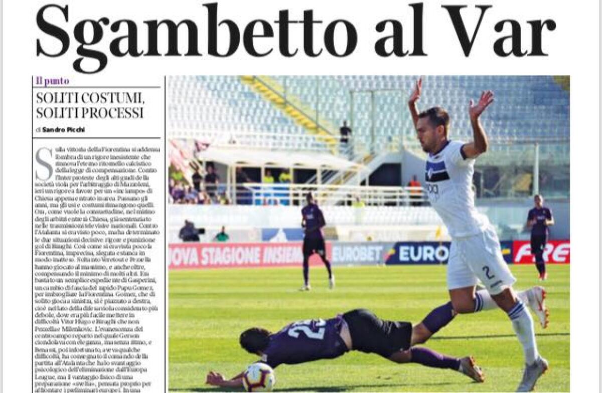 Il Corriere Fiorentino ironizza: sgambetto al VAR - 