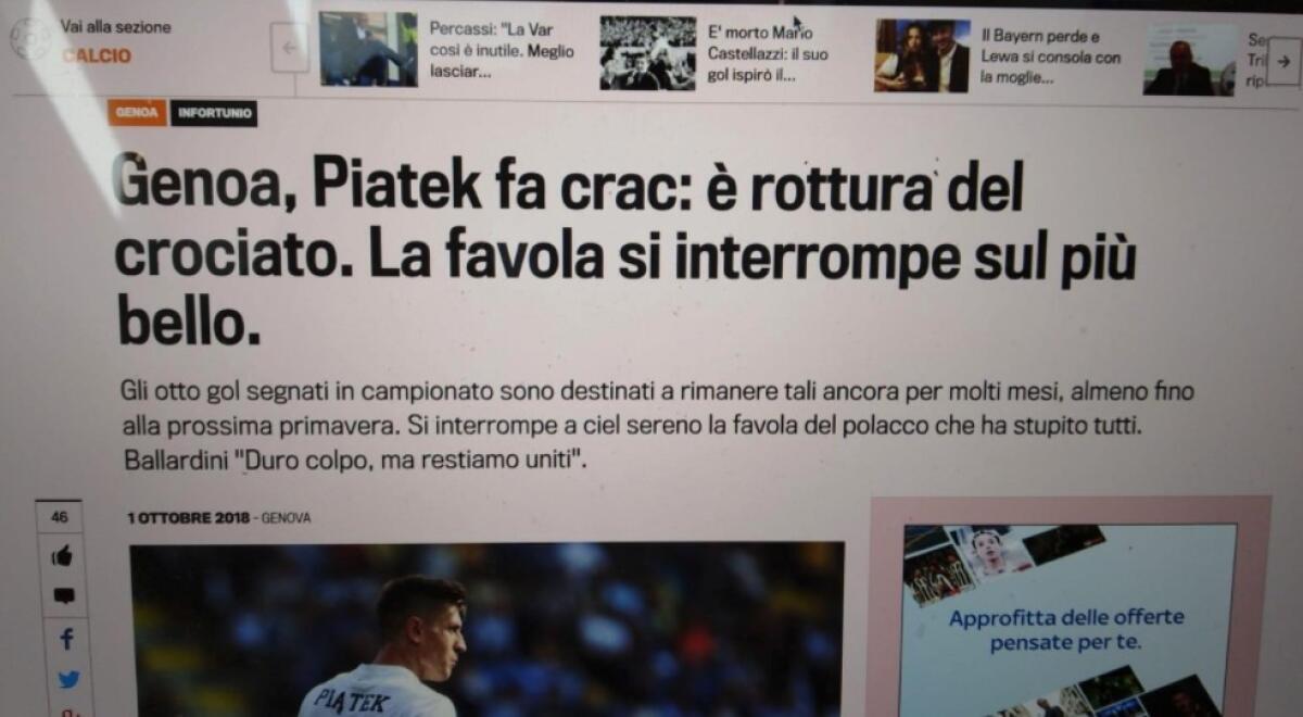 Piatek infortunato al crociato? No, è solo una fake news, panico tra fantallenatori e tifosi del Genoa - 